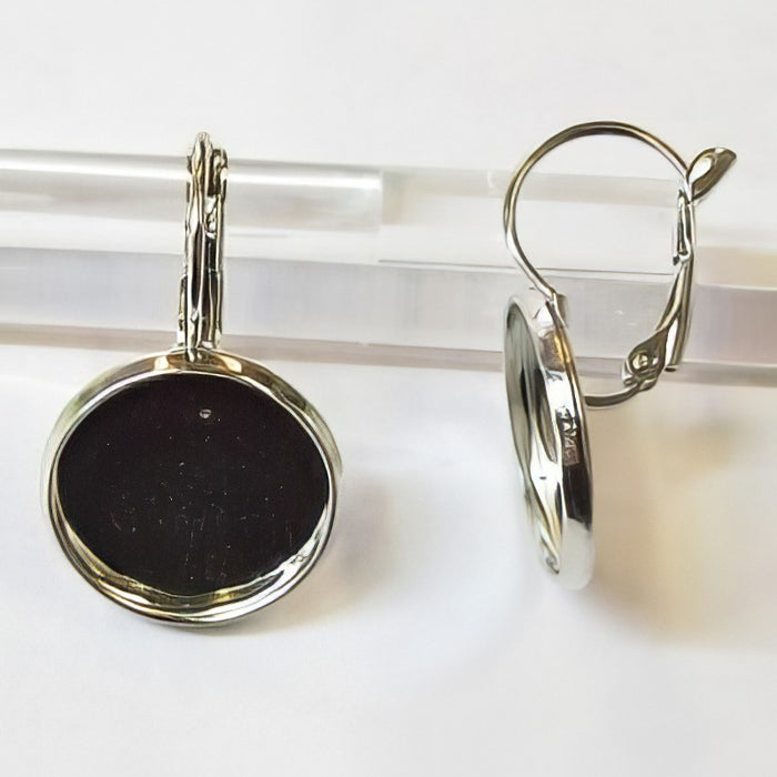 Ohrhaken mit Sicherheitsklipp und Cabochon Fassung 16mm 2Stk.