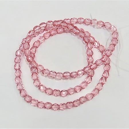 Glas rund Facetiert pink 4mm 1 Strang
