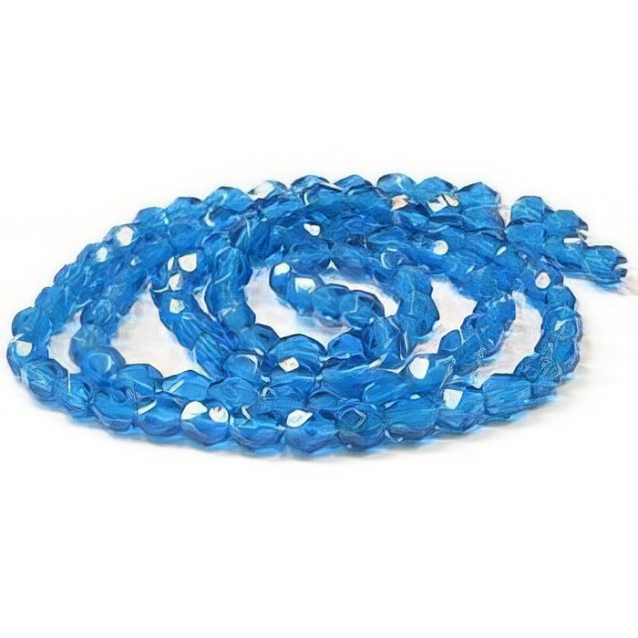 Glas rund Facetiert aqua 4mm 1 Strang