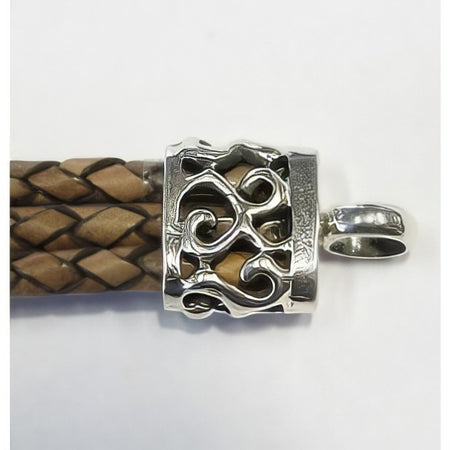 Kord-Kappe Schnörkel 10x12x23mm 925 Silber 1 Stk.