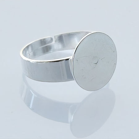 Ring Basic mit 12mm Platte zum verstellen silberfarben