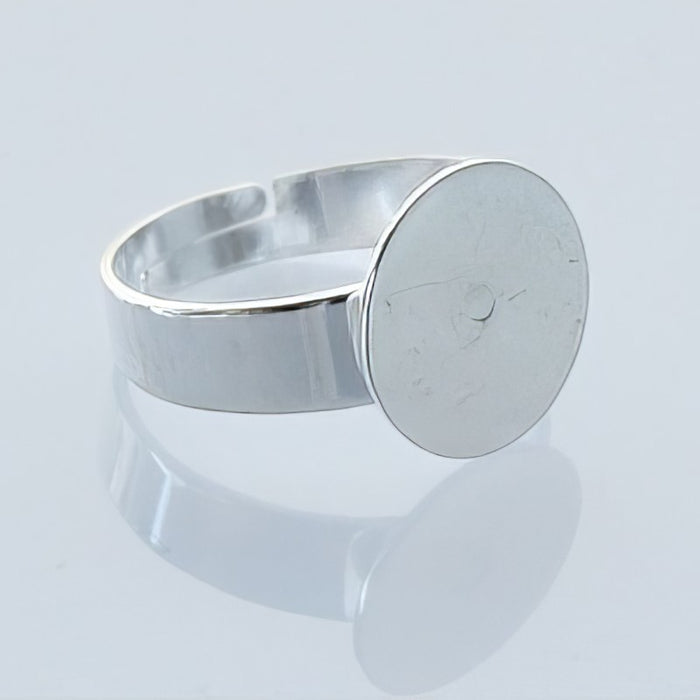 Ring Basic mit 12mm Platte zum verstellen silberfarben