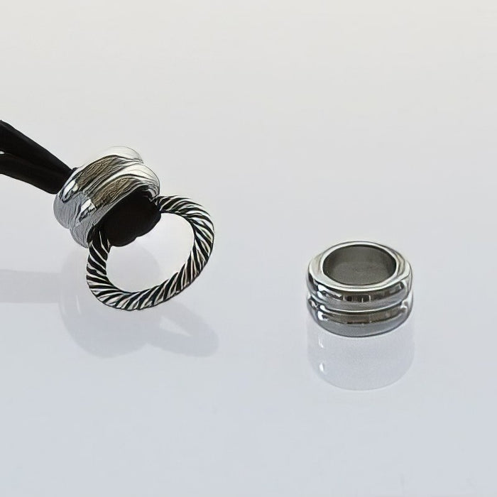 Edelstahlperle für Bänder Doppelring 1 Stück