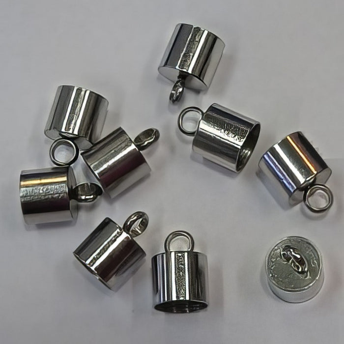 Kordkappe Edelstahl gross 12.6x9mm 10 Stk.