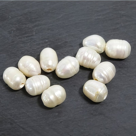 Süsswasserperle gross Loch creme ca. 9-12x8mm 10Stk