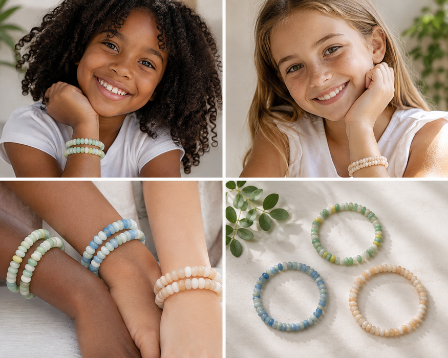 Bracelets with a cool color mix, glass rondelles, 2 pieces