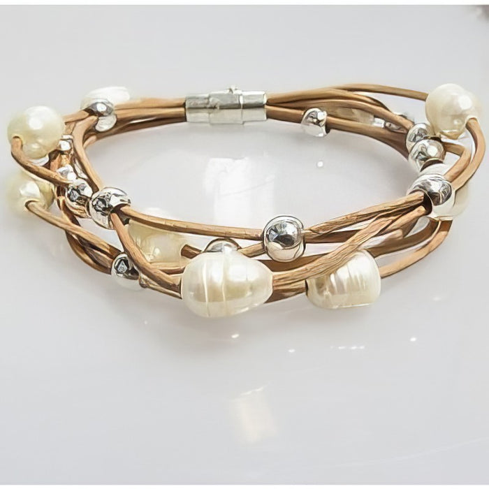 Bastelset Mehr-Strang Lederarmband mit Süsswasserperlen – Bild 2