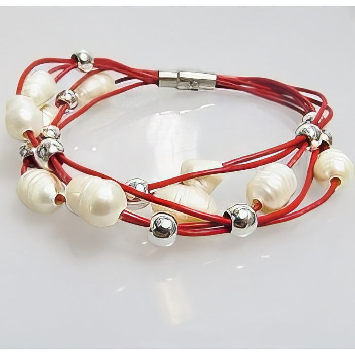 Bastelset Mehr-Strang Lederarmband mit Süsswasserperlen – Bild 3