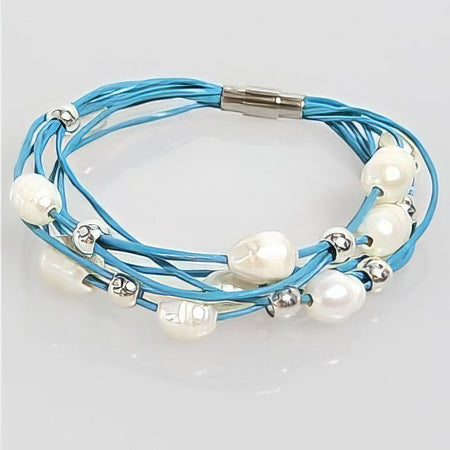Bastelset Mehr-Strang Lederarmband mit Süsswasserperlen