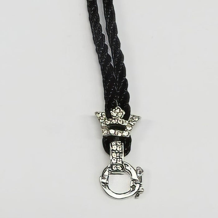 Kordel-Kette schwarz mit Strass-Krone 1 Stk.