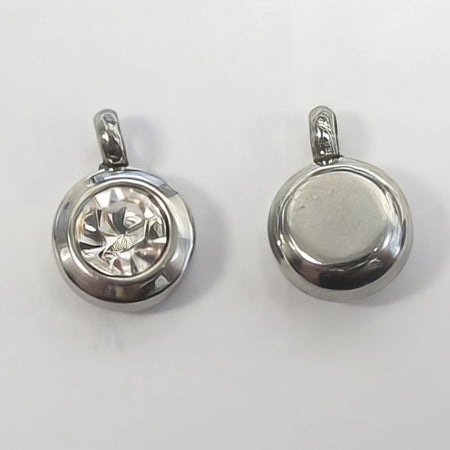 Anhänger Rund mit Strass Edelstahl 6.5mm 1Stk.