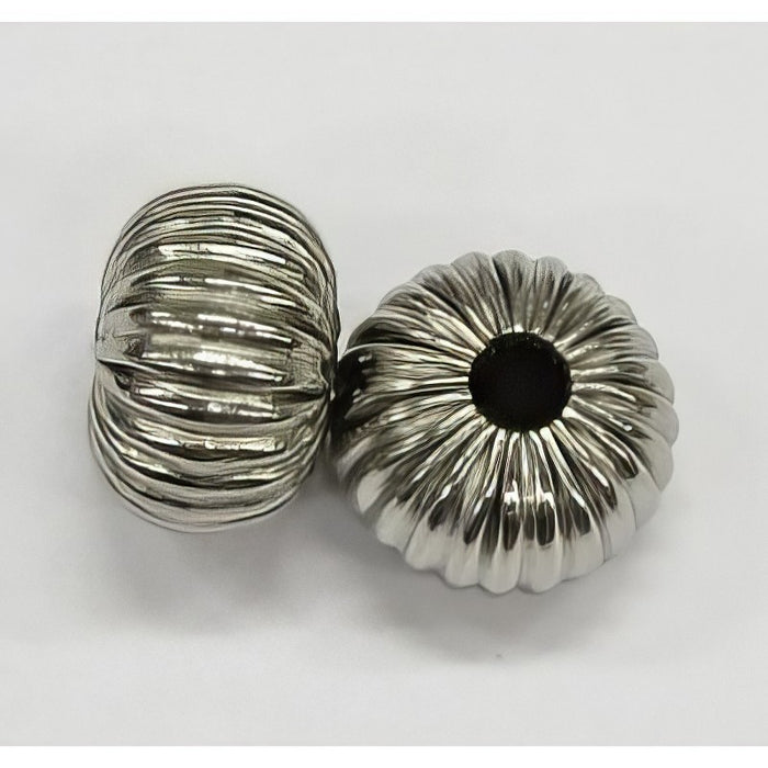 Edelstahlperle Rondelle Rille 12x8mm 1 Stück