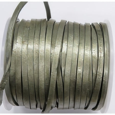 Leder flach 3x1mm oliv metalisé 1m