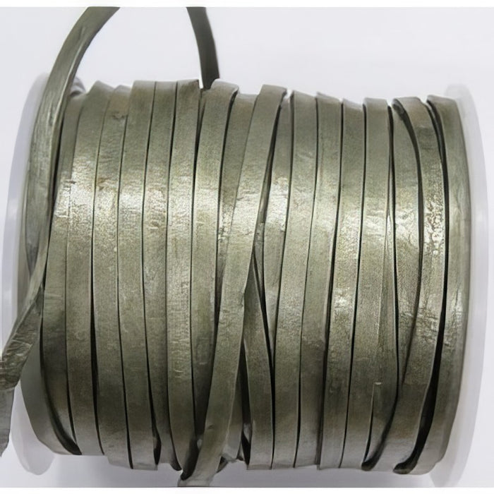 Leder flach 3x1mm oliv metalisé 1m