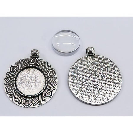 Anhänger Cabochon Herz mit 18mm Glas 1 Stück