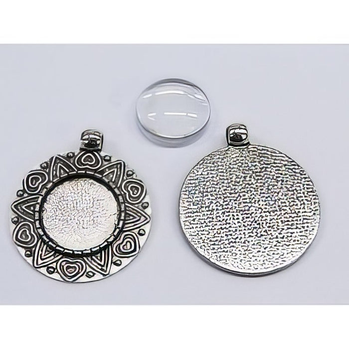 Anhänger Cabochon Herz mit 18mm Glas 1 Stück