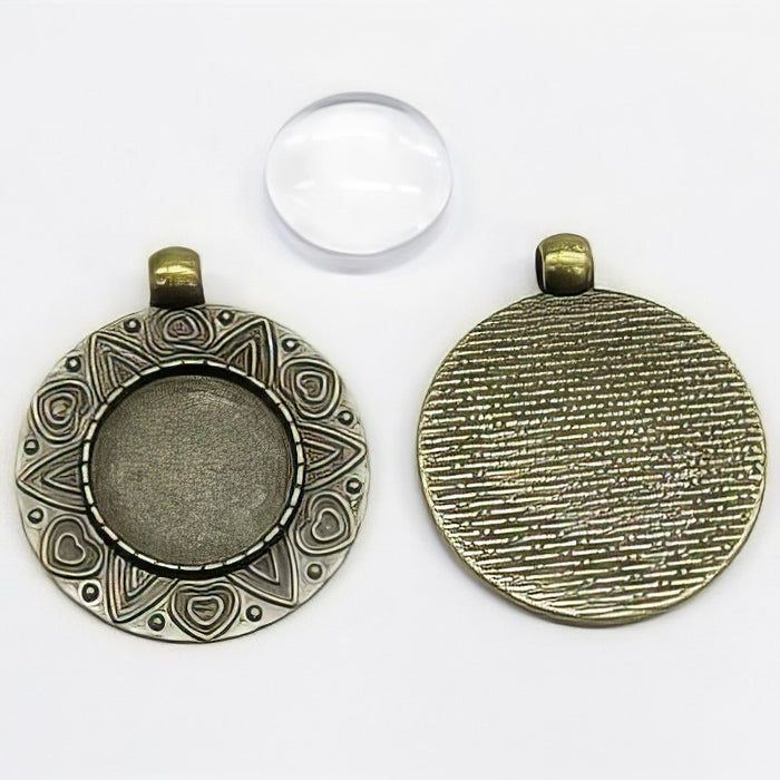 Anhänger Cabochon Herz bronzef. mit 18mm Glas 1 Stück