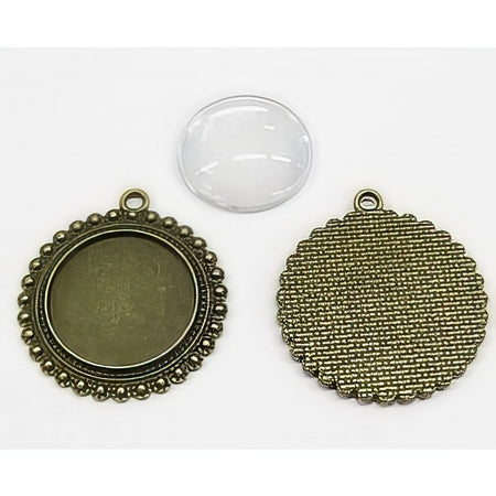 Anhänger Cabochon Dot bronzef. mit 25mm Glas 1 Stück