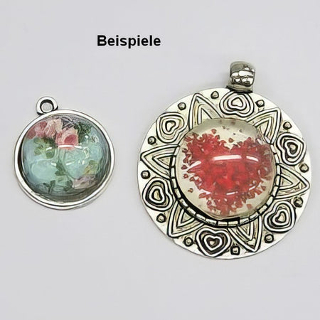 Anhänger Cabochon Flower bronzefarben mit 18mm Glas 1 Stück – Bild 2