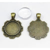 Anhänger Cabochon Flower bronzefarben mit 18mm Glas 1 Stück