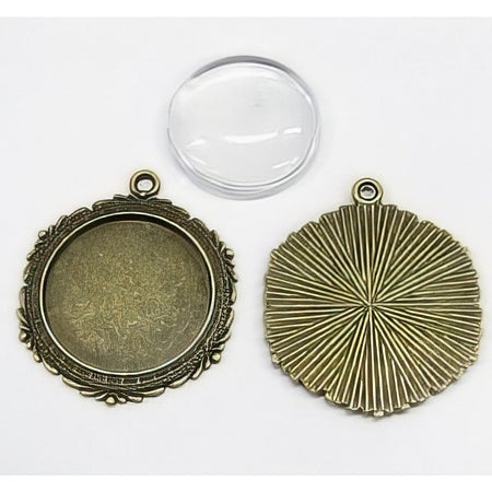 Anhänger Cabochon Ranke bronzef. mit 30mm Glas 1 Stück