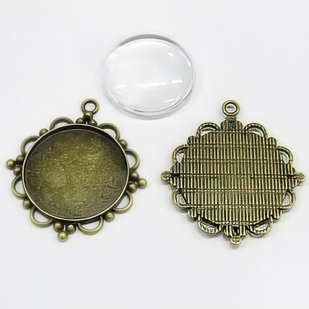 Anhänger Cabochon Barok bronef. mit 30mm Glas 1 Stück