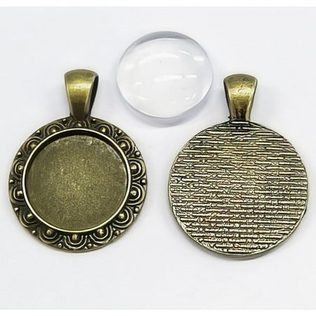 Anhänger Cabochon Blüte bronzef. mit 18mm Glas 1 Stück