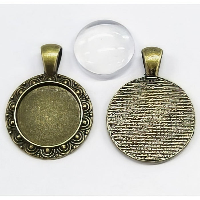 Anhänger Cabochon Blüte bronzef. mit 18mm Glas 1 Stück