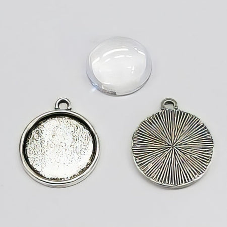 Anhänger Cabochon platinf. m. 16mm Glas 1 Stück