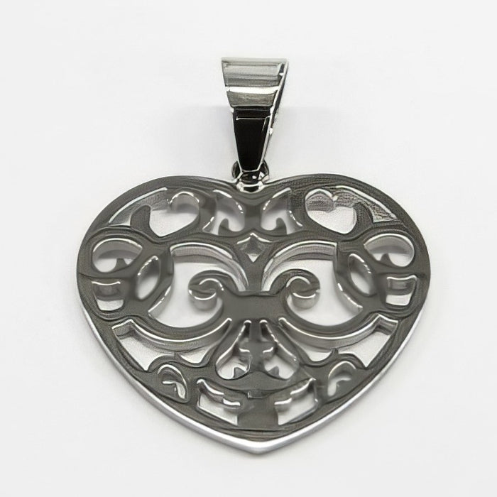 Anhänger Herz mit Ornament Edelstahl