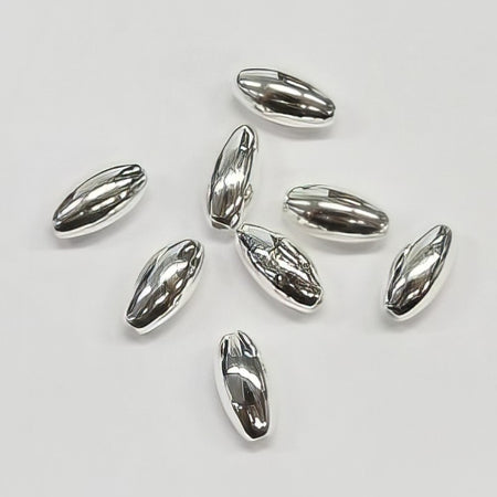 Metallperle versilbert Olive 8x4mm 10 Stück