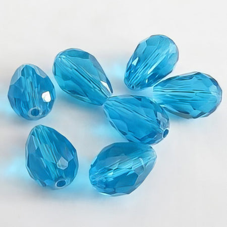 Glasschliff Tropfen dunkel Aqua 15x10mm 1 Stück
