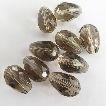 Glasschliff Tropfen Rauch 15x10mm 1 Stück