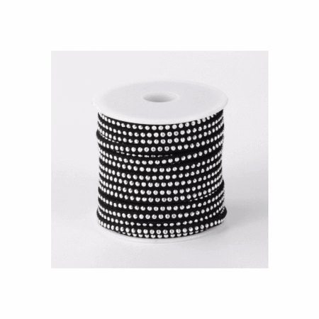 Kunst Velours Band mit Strass 3x2mm schwarz 1m