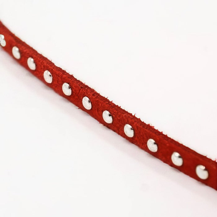 Kunst Veloursband mit Strass 5mm rot 1m