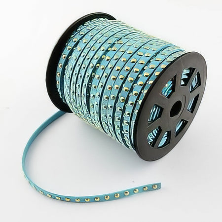 Kunstvelourband mit gold Strass 4.5x2mm türkis 1m