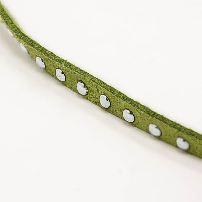 Kunstvelourband mit Strass 4.5x2mm limegrün 1m