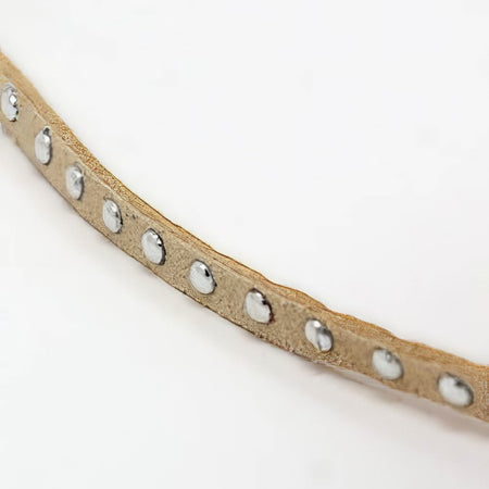 Kunstvelourband mit Strass 4.5x2mm beige 1m
