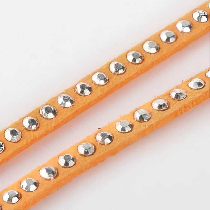 Kunstvelourband mit Strass 3x2mm orange 1m