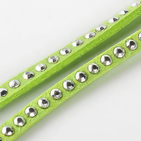 Kunst Velourband mit Strass 3x2mm Limegrün 1m