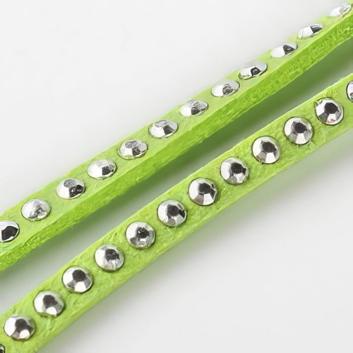 Kunst Velourband mit Strass 3x2mm Limegrün 1m