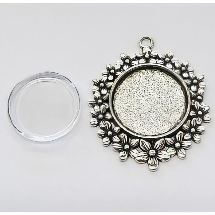 Anhänger Cabochon Blumenwiese mit 25mm Glas 1 Stück