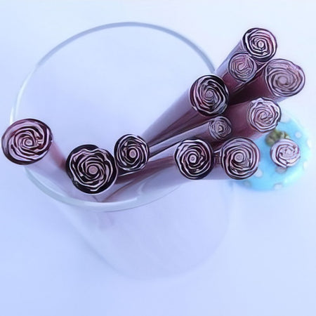 Rosenmurrini Amethyst Rosa Handmade ca 10cm 4-6mmØ – Bild 2