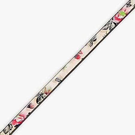 Flaches Lederimitat mit rose weiss Blumendruck. 90cm