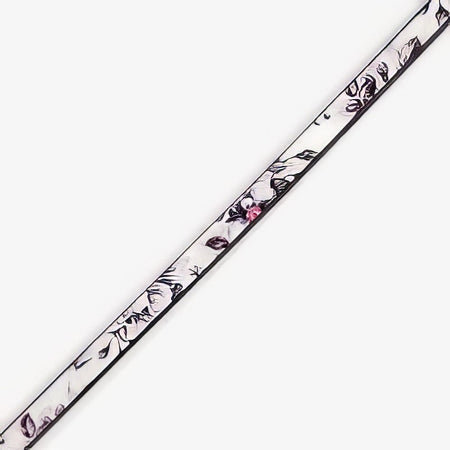 Flaches Lederimitat mit schwarz rose Blumendruck 90cm