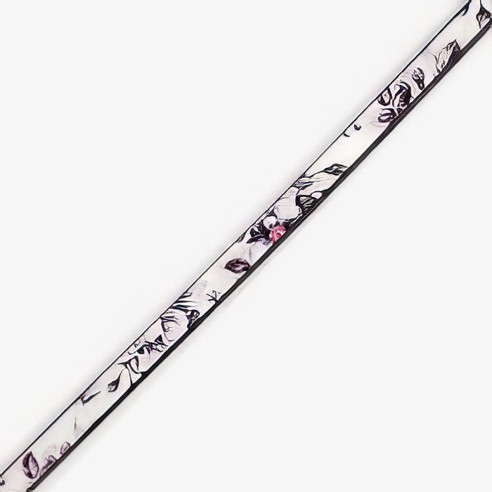 Flaches Lederimitat mit schwarz rose Blumendruck 90cm