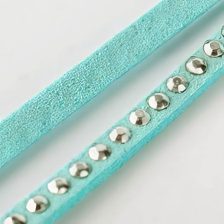 Kunstvelourband mit Strass 3x2mm helltürkis 1m