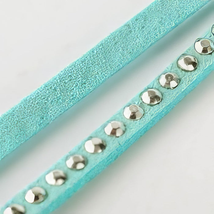 Kunstvelourband mit Strass 3x2mm helltürkis 1m