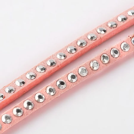 Kunstvelourband mit Strass 3x2mm rosa 1m