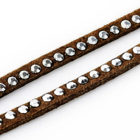 Kunst Veloursband mit Strass 3x2mm dunkelbraun 1m